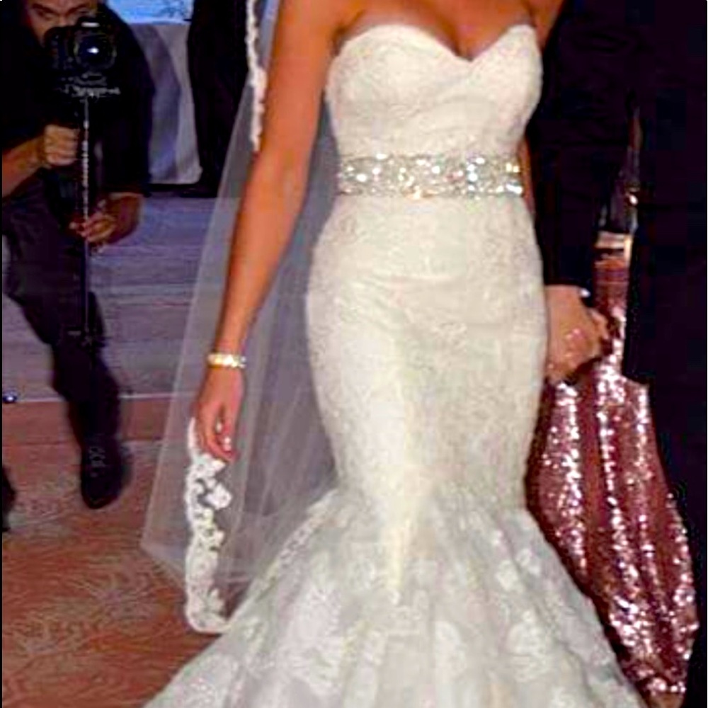 Enzoani wedding dress with sequin bling belt sewn